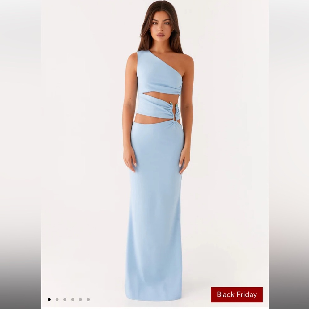 NWT Peppermayo Blue One-Shoulder Cut Out Maxi Dress